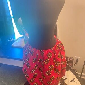 Stylish Red Patterned High Low Dress